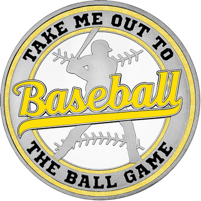 Yellow "Baseball" with Gold Outer Circular Borders